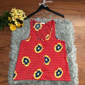 EVERLY Medium Sleeveless Top, Floral Polka Dot